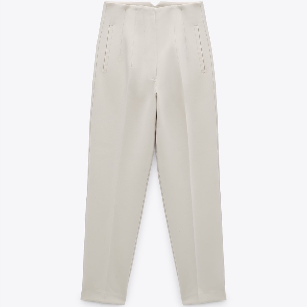 Zara oyster white high waisted trousers